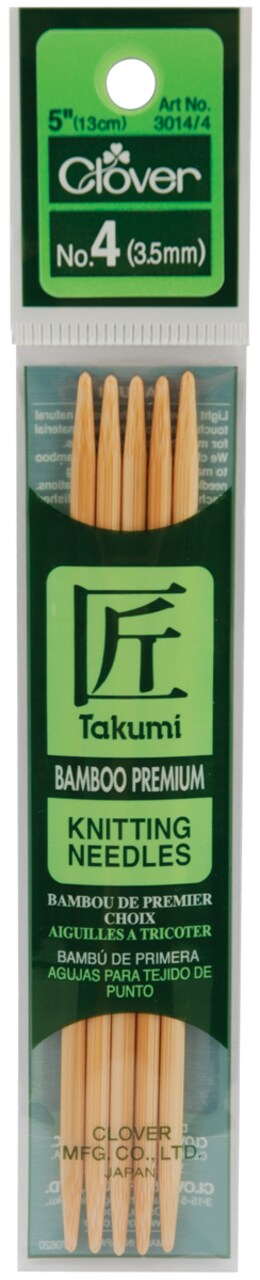 Takumi Bamboo Double Point Knitting Needles 5" 5/Pkg-Size 4/3.5mm